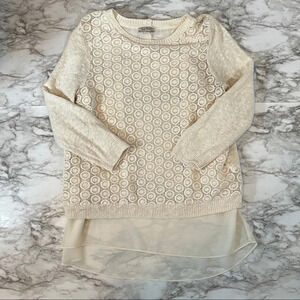 Lucky Brand Layer Lace Crochet Sweater, Small